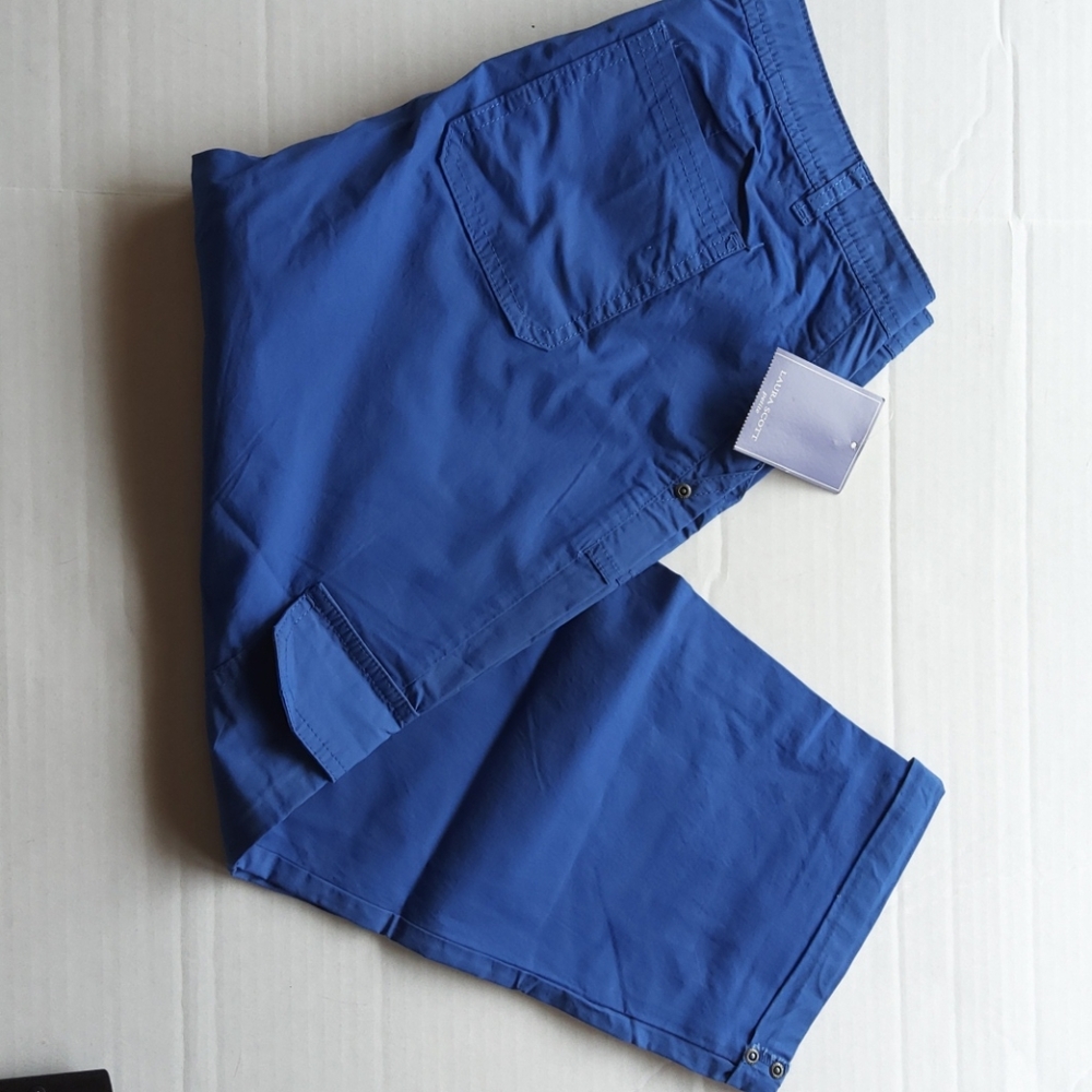 Laura Scott Blue Cargo Crop Pants NWT Size 8P
